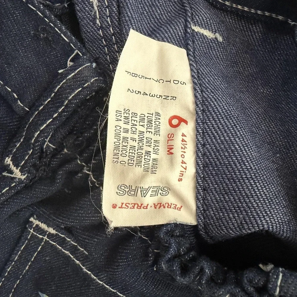 Vintage Sears Perma-Prest Toughskins Girls Embroidered Butterfly Jeans Sz 6 Slim